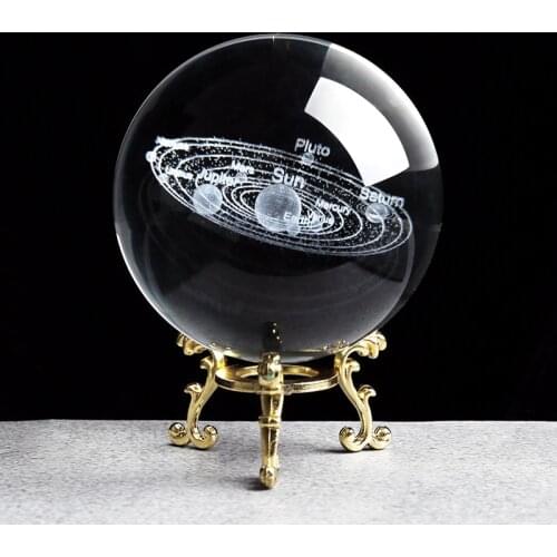 Solar System Miniatures Figurines 3D Planets Model Sphere Feng Shui Crystal Ball Desk Decoration Home Decor Gift for Holiday