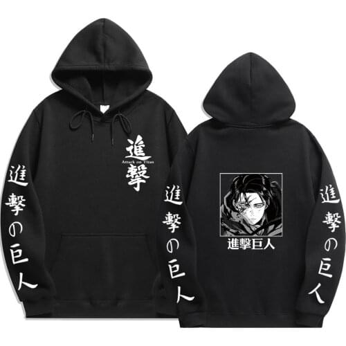 Anime Attack on Titan Levi Ackerman print Hoodies Streetwear pullover Sweatshirt Men autumn winter hoodie pullover Harajuku