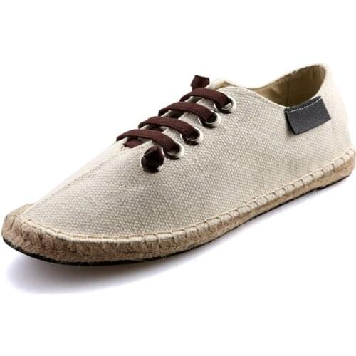 Mens Shoes Men High Quality Men Casual Shoes Fashion Hemp Breathable Lace Up Flats