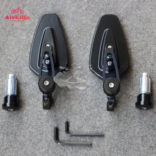 2pcs Motor Handlebar End Mirror Motorcycle Mirrors Bar End Blue Glass Rear View Cafe Racer Retrovisor Moto Motorcycle Mirrors