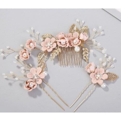 Women Fashion Green Yearn Leaves Wedding Hair Comb Bridal Hair Accessories Headpieces Bride Bridesmaids Hair pins