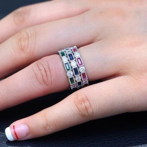 USTAR Sparkly Cubic Zirconia Thin Stackable Rings for women silver color Finger Engagement Rings Female Anel fashion Jewelry