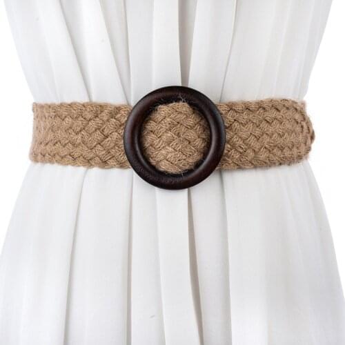 Johnature Women Linen Vintage Belts Knitted Solid Color 2020 New Korean Style Waist Belts For Women