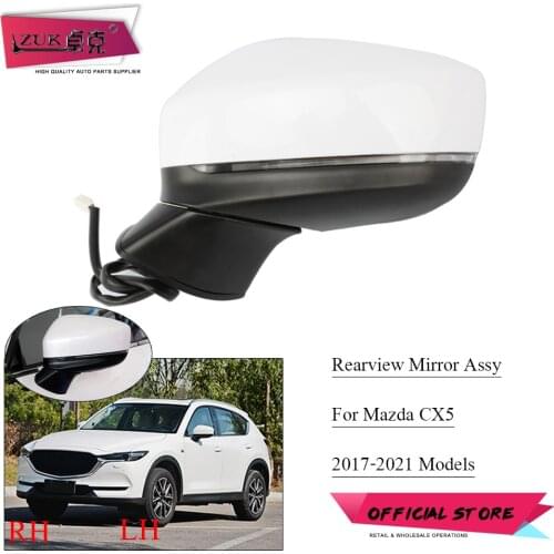 ZUK Exterior Side Back Up Wing Mirror 8Pins Heating Electronic Folding Signal LED Base Colro For MAZDA CX5 CX8 2017-2020