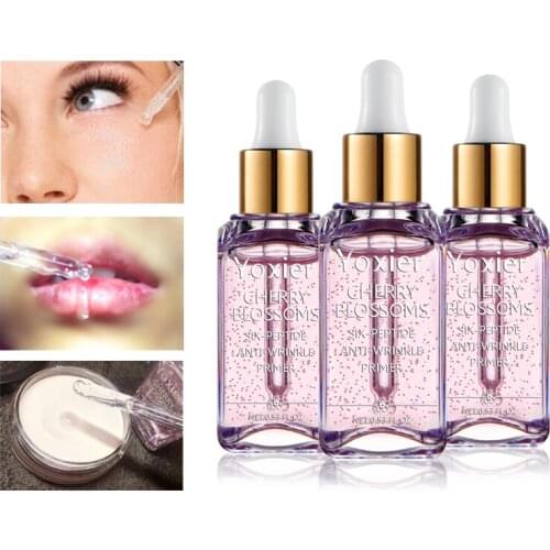 1pcs / 3pcs Makeup Base Whitening Essence Face Cherry Blossoms Professional Anti-Wrinkle Serum Foundation Primer 15ml