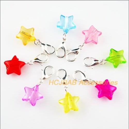 16New Star Charms Connectors Clasps Silver Plated Mixed Acrylic