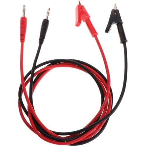 2pcs 4mm Banana Plug to Crocodile Alligator Clip Test Probe Lead Wire Cable 1m