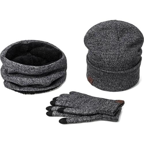 2018 New Women Men Hat Caps Knitted Beanies Wool Warm Scarf Thick Windproof Balaclava Hat Scarf Gloves 3 Pieces Set For Female