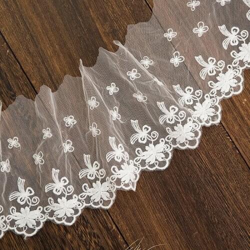 2021new Lace Fabric 2yards/Lot 10cm Wide White Lace Ribbon Flowers White For Sewing Embroidery Doll Clothes Decor Accessories
