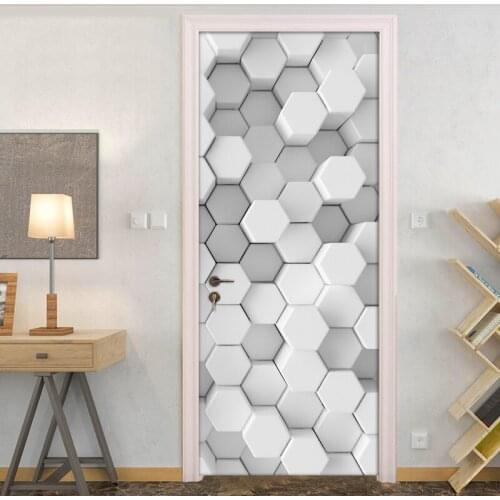 3D Mosaic Geometric Lattice Wallpaper Modern Creative Art 3D Living Room Bedroom DIY Self-adhesive Door Sticker Mural Wall Paper