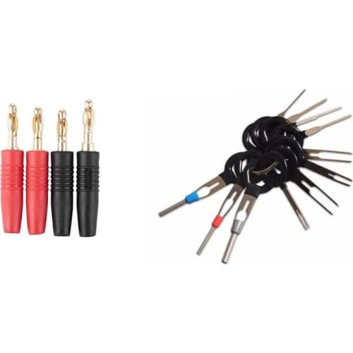 4Pcs 4Mm B7 24K Gold Plated Musical Speaker Cable Wire Pin Banana Plug With 11Pcs Terminal Removal Tools