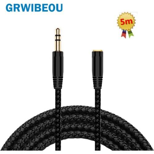 5m Headphone Extension Cable 3.5mm Jack Male to Female AUX Cable M/F Audio Stereo Extender Cord Earphone 3.5 mm Cloth Cable