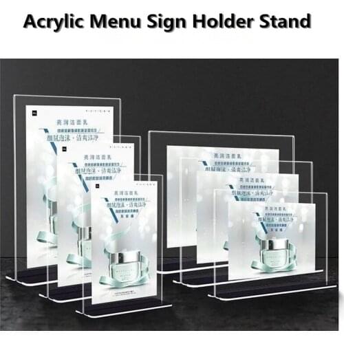 A5 Acrylic Table Menu Sign Holder Stand Paper Photo Display Frame Advertising Board For Restaurant Hotel