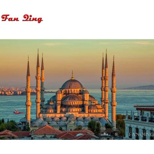 Full Square 5D DIY Diamond Painting Mosque Diamond Embroidery Religion Diamond Mosaic Cross stitch Picture Rhinestones Handmade