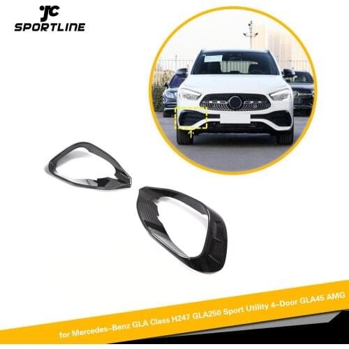 Car Front Bumper Fog Lamp Covers Trim For Mercedes-Benz GLA Class H247 GLA250 Sport GLA45 AMG 4D 2020 2021 Canards Carbon Fiber