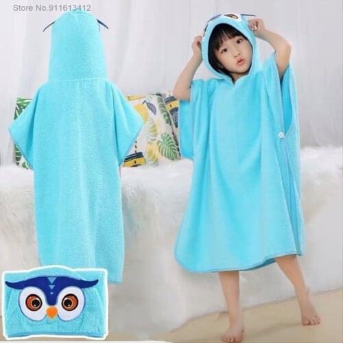 Blue Dinosaur Bath Towels Kids Soft Bathrobe Microfiber Hooded Children Robes Boys Girl Swimming 60x120cm Animal Print Towel