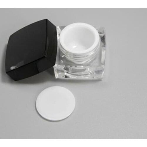 Free shipping 15g square acrylic cream jar packaging bottle with black lid 100pc/lot