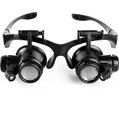 Bossile glasses-style head-worn magnifying glass binocular with light to repair clocks and watches 10 times 15 times 20 times