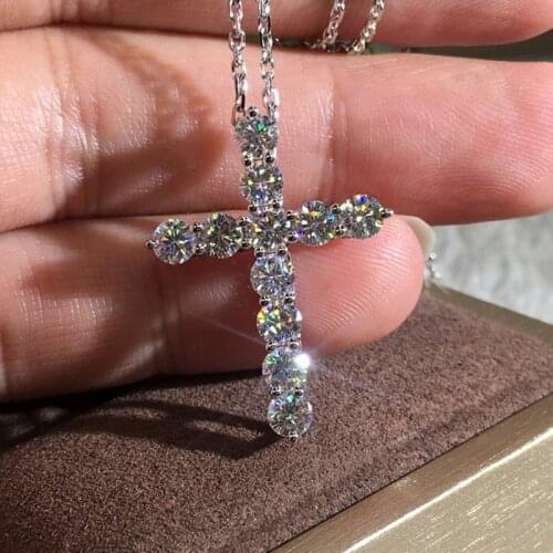 Bling Zirocn Stone Silver Color Cross Pendant Long Chain Necklace for Women Fashion Jewelry 2020 New Best GIft