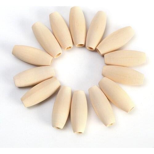 Natural Wood Beads Unfinished Oval Wooden Spacer Beads For DIY Handmade Jewelry Kids Toy Crafts 29*12mm