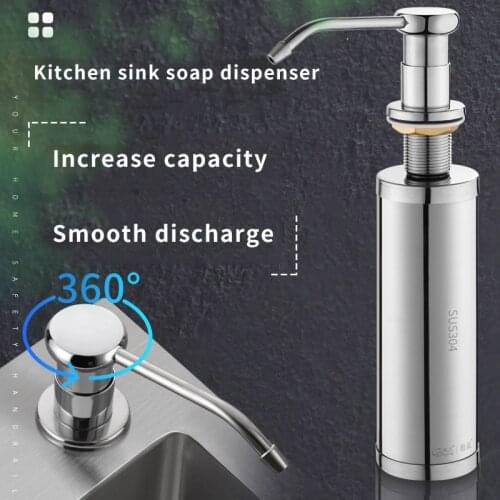 Soap Dispenser Kitchen Sink Detergent Bottle Push Bottle Sink Dishwashing Detergent 304 Stainless Steel Push Bottle