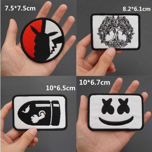 Funy Bullet Embroidery Punk Biker Patch Merrow Border Hook Back Life Tree Badge for Clothes Hat Accessories Decoration