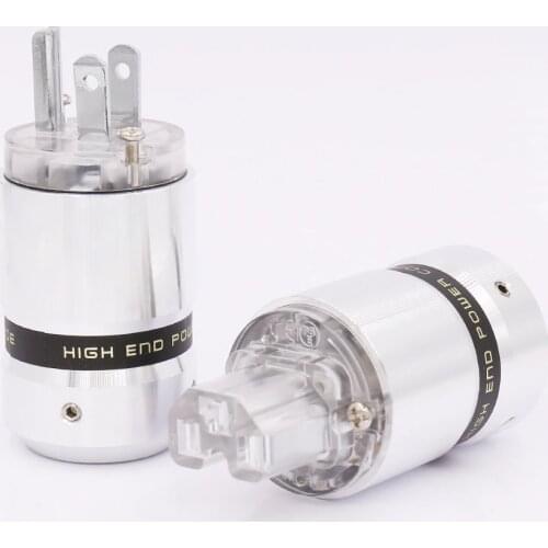 Hi-End Rhodium Plated US Power Cable Plug IEC Connector Female male Plug HIFI DIY Mains Power Cable