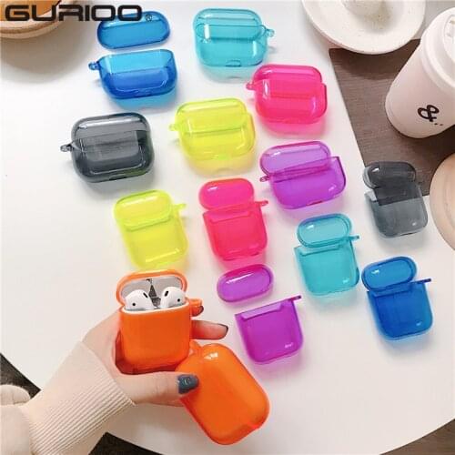 INS Fluorescent Solid Color Earphone Protective Cover For Airpods 1 2 Transparent Case For Airpods Pro 3 Wireless Protect Cases