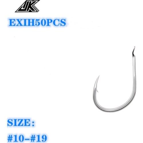 JK EXIH-50PCS Light Fishing Hooks Silver Flat Iseama Hook High Carbon Steel Fish Hooks Japan Barbed Chinu Sea Fishing Fishhook