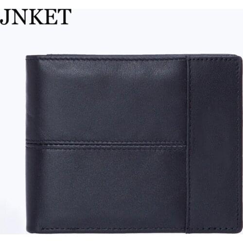 JNKET Retro Mens Wallet Genuine Leather Clutch Wallet Short Wallet Billfold Coins Purse Card Holder Notecase