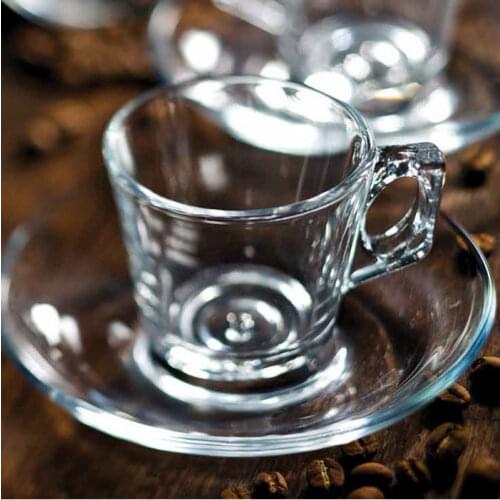 Concentrated European espresso cappuccino coffee cup simple lead-free heat resistant glass teacup water cup 2pcs/set