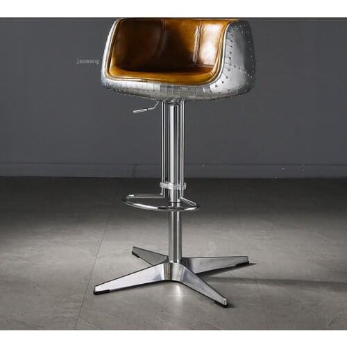 Leather Living Room Furniture Bar Chair Coffee Restaurant Kitchen Backrest Armchair Retro Office Rotating Lift High Bar Stools