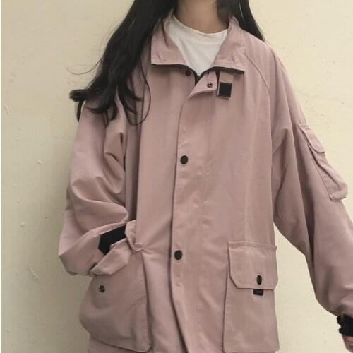 Japanese winter new Ulzzang punk women fashion solid color Preppy style coat long-sleeved punk ins Vintage chic Harajuku jacket