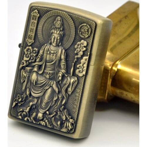 STAR Metal Creative Personality Gift Box Bronze Brush Four Big Bodhisattva Kerosene Lighters
