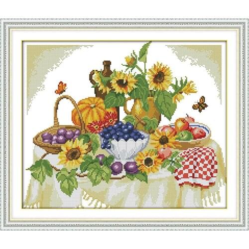 NKF A Good Harvest Counted Cross Stitch 11CT 14CT Cross Stitch Set Flower Embroidery Needlework Kit Home Decor