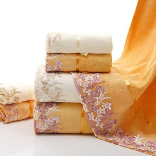 2017 new Microfiber Towel Set 3pc/set Lace 1pc Bath Towel 2pcs Hand Towel Quick Dry Towels bathroom for Adult strandlaken