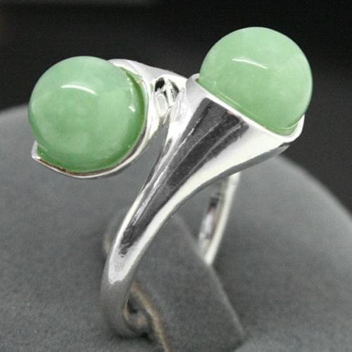 New Design two 6mm Blue Light Green Natural jade/red coral bead 925 Sterling Silver Ring 6/7/8/9