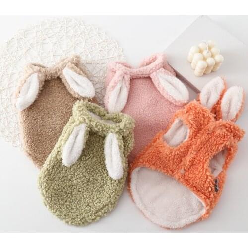 New products for autumn and winter pet clothes warm vest double cute rabbit ear coat vest small dog pet clothes