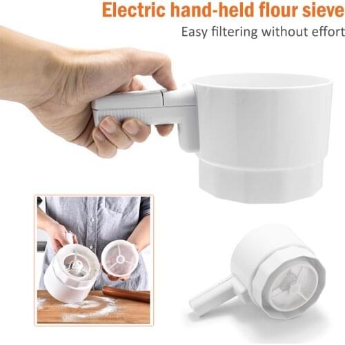Plastic Cup Shape Mechanical Flour Sieve Electrical Flour Sifter Shaker Powder Sifter Icing Sugar Shaker Kitchen Baking Tool