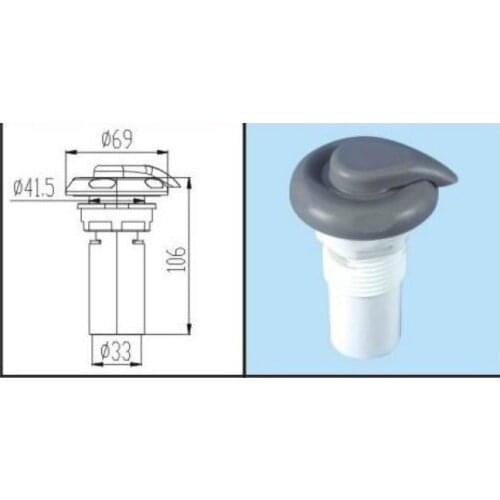Plastic 1" inch air adjustor for spa water diverter & hot tub air regulator