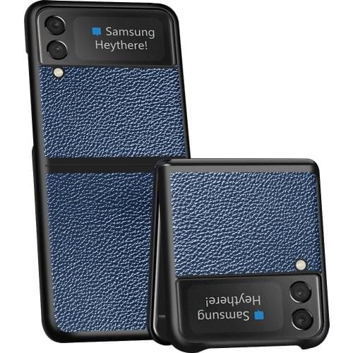 Shockproof Case For Samsung Galaxy Z Flip 3 Flip3 Cross lychee pattern Leather Phone Cover For Samsung Z Flip 3 Case Light funda