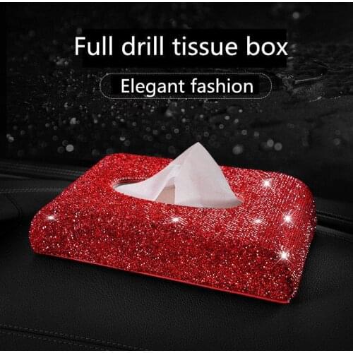 Luxury crystal inlaid with full diamonds tissue box Twinkle Seat tissuel box Rhinestone home car Ornamental decoration
