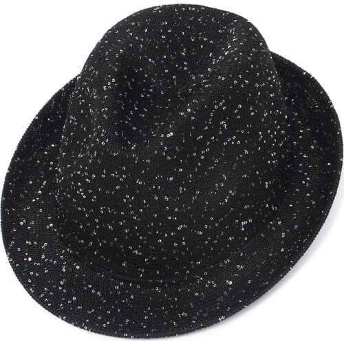 Unisex 2021 Summer Mesh Sequin Glitter Jazz Hat Breathable Fedora Beach Hats Fashion Street Dance Hat