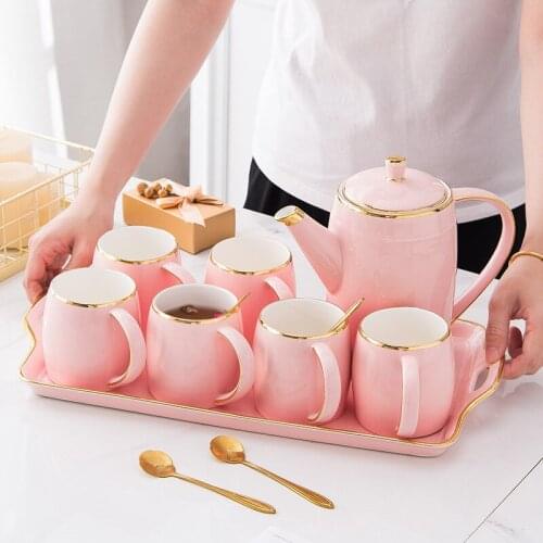 Nordic Fashion Water Bottle Coffee Set Luxury Ceramic Tea Set Pot Cup Ceramic Mug Sugar Bowl Creamer Teapot Drinkware Coffeeware