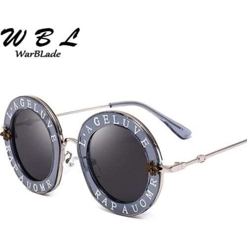 WarBLade 2019 Fashion Bees Retro Round Letters Transparent Frame Tint Lens Sunglasses Trending Ladies Summer Sun Glasses New