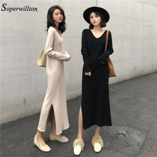Модные трикотажные платья Soperwillton China At AliExpress