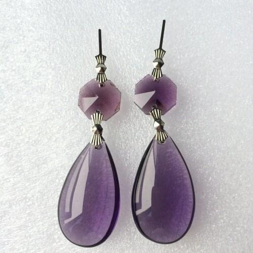 10PCS/lot 72mm Sparkle Voliet Chandelier Glass Crystal Lamp Prisms Parts Hanging Drops For Crystal Even Party Decoration