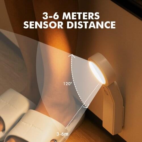 Motion Sensor LED Night Light USB Rechargeable Wireless LED Lamp PIR Induction Lamp Cabinet Light Bedroom Wall Lamp Nightlight
