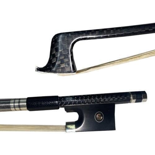 Yinfeel for free 5pc black plaid Carbon fiber violin bow 4/4 size new white horse hair professional nickel silver ebony frog