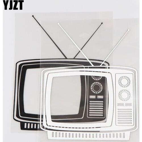 YJZT 13.9×16.9CM Old Style TV Vinyl Decal Personalized Fun Pattern Car Sticker Black/Silver 20D-0008